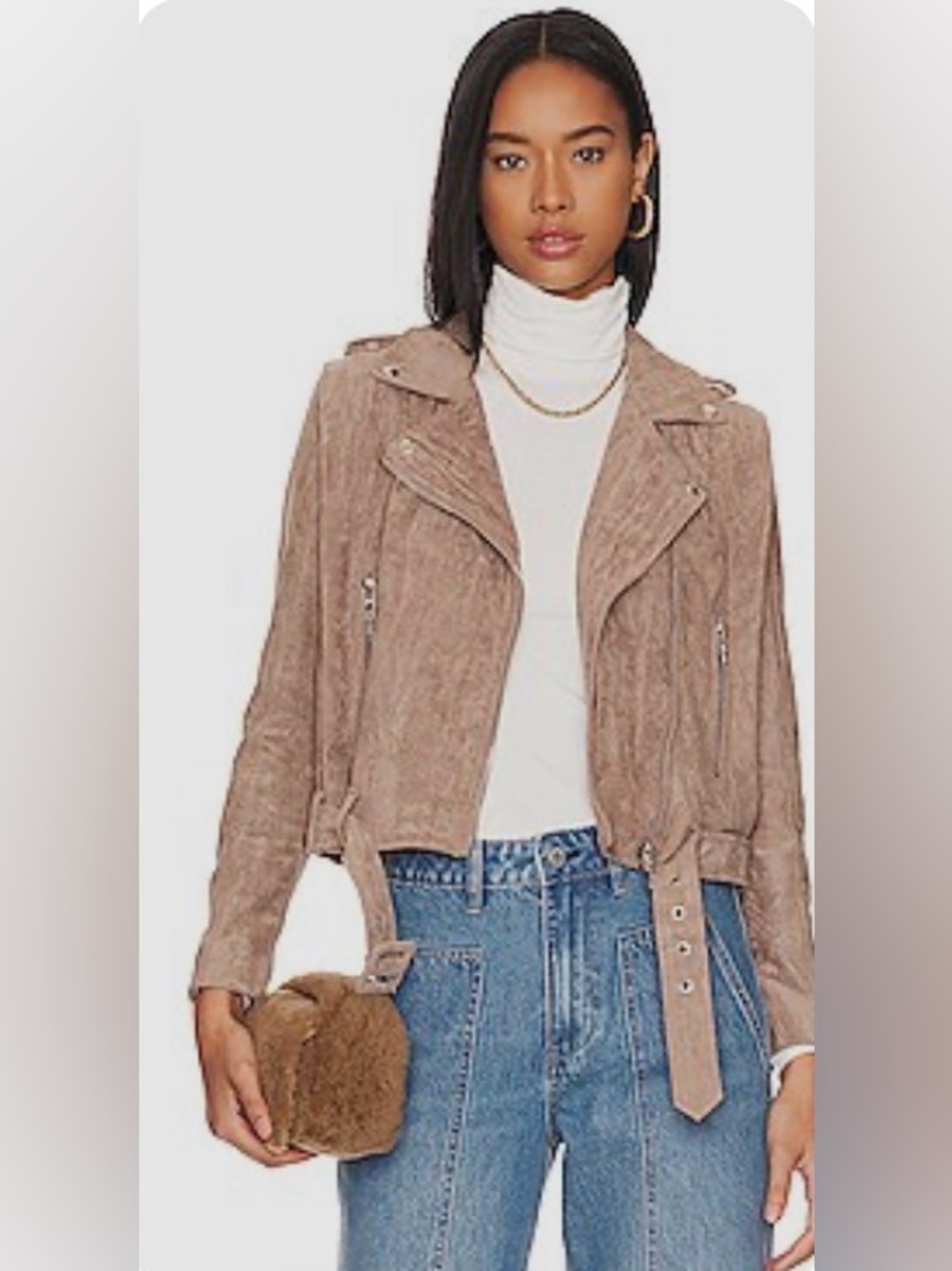 Blank NYC Taupe Suede Moto Jacket Sz Xs